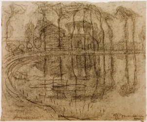 Ferme avec arbres au bord de l